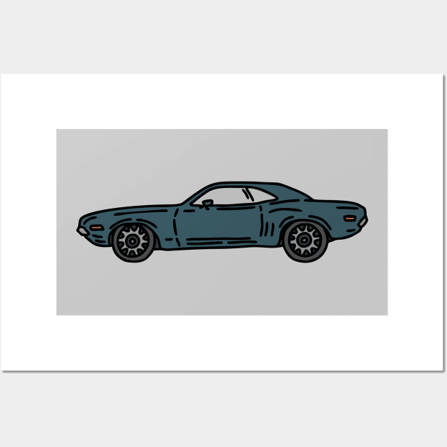 vintage muscle car illustration Wall Art by fokaction